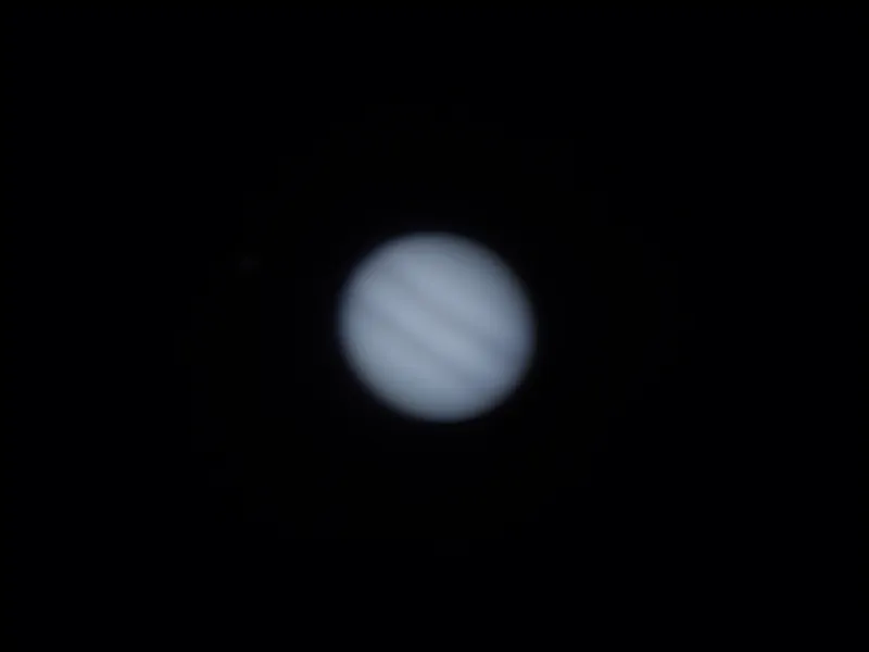 A fuzzy close-up of Jupiter.